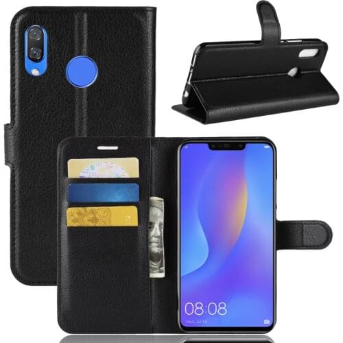 Book Style PU Leather Case Cover for Huawei P Smart+ Flip Wallet Phone Bags Cases with Stand for Huawei Nova 3i