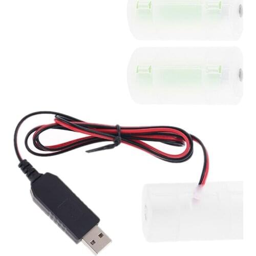 D Battery Eliminator 2m USB Powered Cable Can Replace 1 to 4pcs 1.5V LR20 D Battery for Tankless Water Heater Toys Lamp Battery