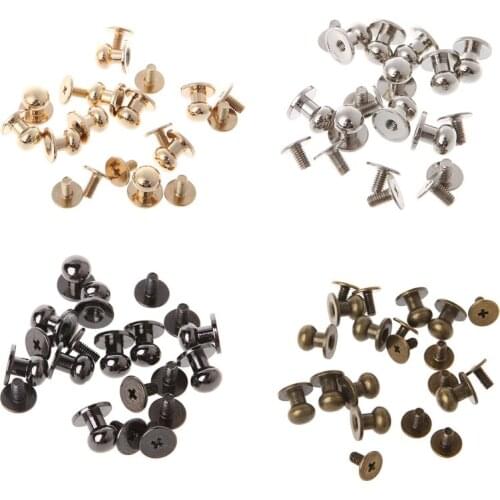 D0LF Solid Brass Round Head Button Screw Luggage Leather Brass Durable Craft