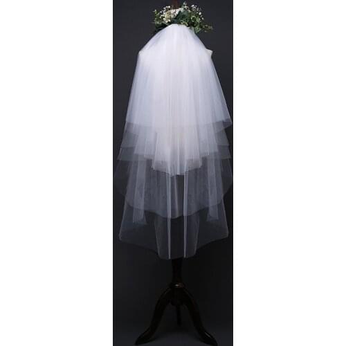 2018 New Bridal Veil Four Layers Solid Color Veil Real Photos Multi-layer Head Veil Wedding Accessories Hot Sell EE9018