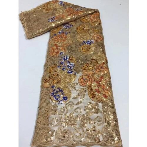 French Mesh Net Lace Fabric African Sequins Lace Fabric 2021 High Quality Nigerian Mesh Tulle Lace Fabric With Sequins For Dress