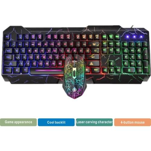 LED Luminous Gaming Keyboard Mouse Combos USB Wired Gamer Kit Backlight Waterproof Multi-Media Keyboard and Mouse Set for PC
