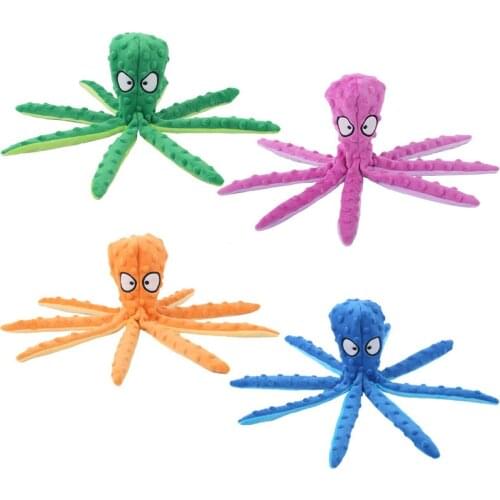 8 Legs Octopus Soft Stuffed Plush Squeaky Dog Squeakers Toy Interactive Squeaky Dog Toy Sounder Sounding Paper Chew Tooth Supply