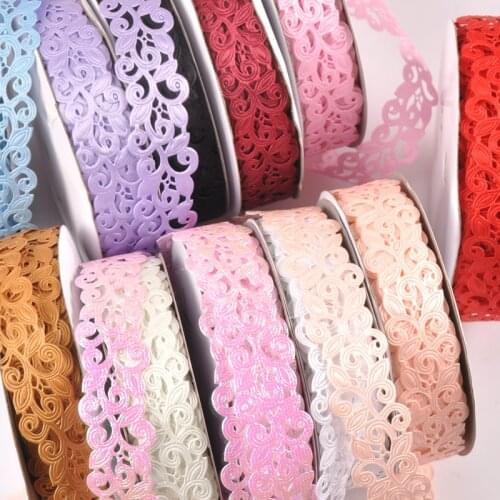 2.5cm Flower Ribbons For Crafts DIY Embroidered Decoration Sewing Accessories Scrapbooking Lace Ribbon Handmade Materials c2422