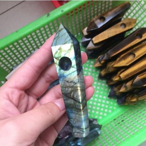 1PC Natural Labradorite Crystal Stone Smoking Pipe