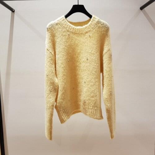 Patads light luxury French minority sweater autumn winter womens long sleeve slim Mohair top pu00340
