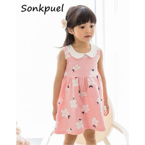 Toddler Baby Summer Dress Kids Girls Sleeveless Princess Dress Cotton Printed Children Clothes Casual Soft Girl Dress