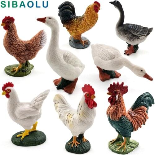 Farm animal model Artificial Chicken Duck Goose figurines Bonsai home decor miniature fairy garden decoration accessories modern