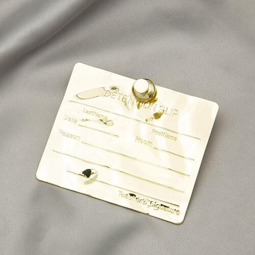 Fashion Design Square Work Card Brooch For Women Men Clothes Geometric Shaped Lapel Pins Badge Jewelry Accessories Gifts