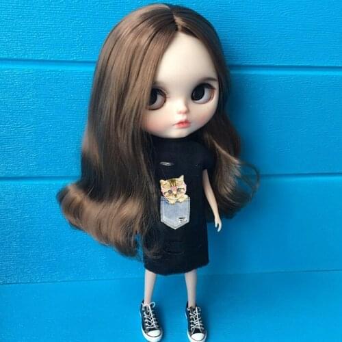 1/6 fashion doll clothes for blyth Doll ob azone Accessories carton dog cat Shredded sleeveless T-shirt Dress for barbie