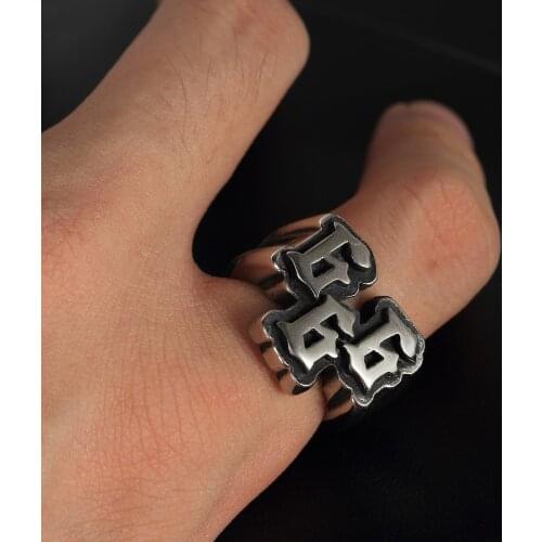 Mens punk stainless steel digital 666 ring titanium steel ring jewelry