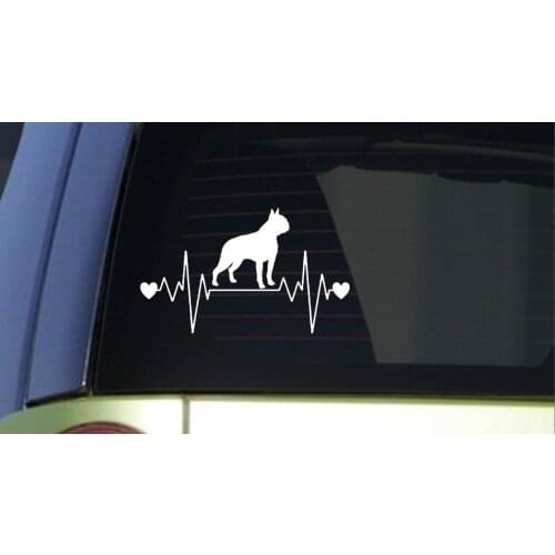 Boston Terrier Stickers heartbeat lifeline 8" wide ]decal window Sticker 20cm