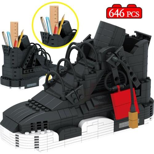 New Mini Cute Sport Basketball Shoes Building Blocks Sneakers Model Pen Container Bricks Pencil-box Toys for Children Stationery