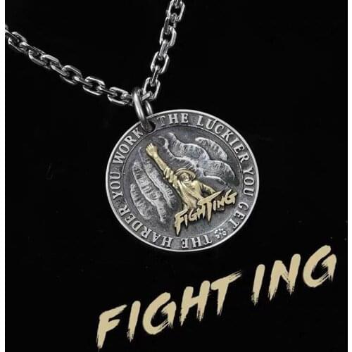 New Necklace Mens Trendy Personality Hip-hop Trendy Brand Hiphop Wild Retro Round Brand Mens Pendant Jewelry Accessories