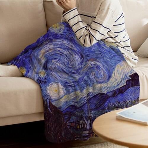 Throw Blanket Vincent Van Gogh Starry Night Throw Blanket Warm Soft Blanket For Bed Sofa Flannel Blanket