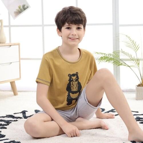 Childrens Pajamas Set Summer Boys Clothes Short Sleeve Cotton Sleepwear Teens Pyjamas Kids Clothes Suits Girls Boys Clothing