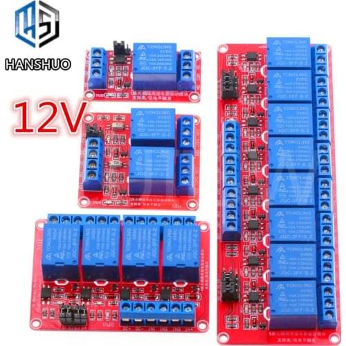 12V 1 2 4 8 Channel Relay Module Board Shield with Optocoupler Road High and Low Level Trigger Relay for Arduino
