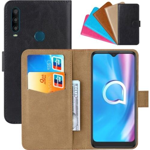 Luxury Wallet Case For Alcatel 1SE (2020) PU Leather Retro Flip Cover Magnetic Fashion Cases Strap