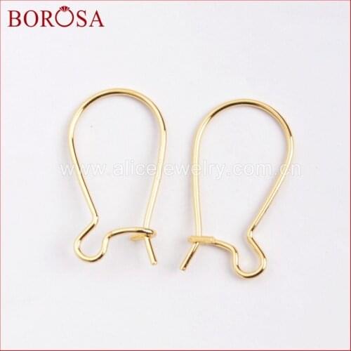BOROSA Gold Color Kidney Shaped Ear Wires Earring Hooks Ear Hooks For Jewelry Earrings Findings PJ024