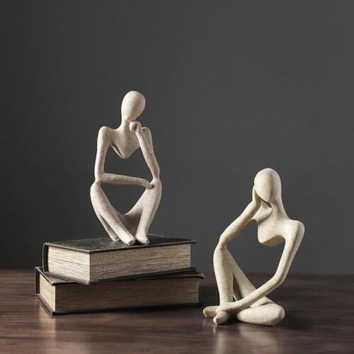 Nordic Abstract Thinker Statue Resin Figurine Office Home Decoration Desktop Decor Handmade Crafts Sculpture Modern Art