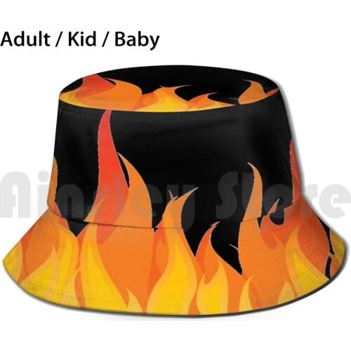 Fire Flames Red , Orange And Yellow Sun Hat Foldable UV Protection Fire Flames Red Orange Yellow