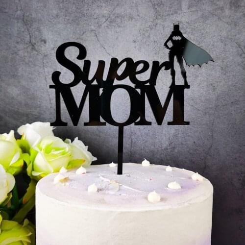 Super MOM Acrylic Cake Topper,Mothers Day present,Mothers Birthday gift,Best World Mother Party Supplies Decor Cake Topper