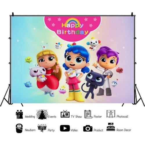 True and the Rainbow Kingdom Backdrop Girls Kids 1st Birthday Background Doll Toy Vinyl Photography Banner Decorate Props