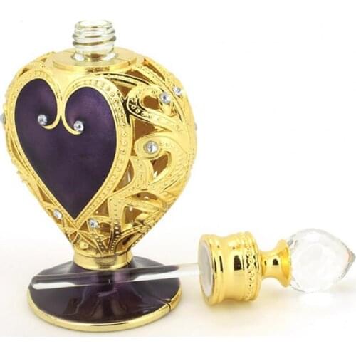 WarmHome 12ml Antiqued Love Heart Shape Essential Oil Bottle Glass Travel Storage Empty Perfume Bottle for Outdoor