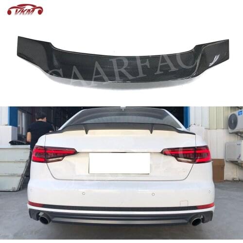 Carbon Fiber Rear Spoiler Wings for Audi A4 S4 RS4 Sedan 4 Door 2013-2018 R style FRP Boot Trim spoiler Car Styling