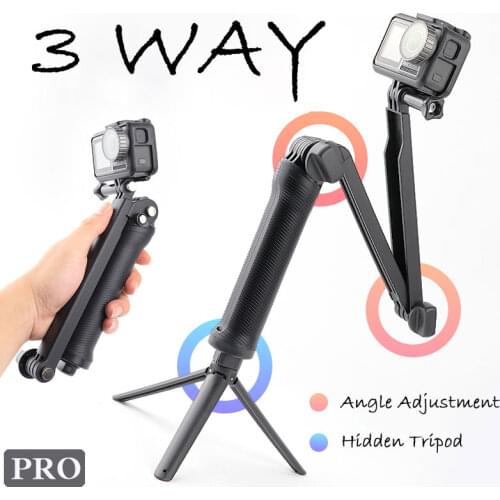 3 Way Hand Grip Waterproof Monopod Selfie Stick Tripod Stand for GoPro Hero 9 8 7 6 Yi 4K Insta360 DJI Action Camera Accessories