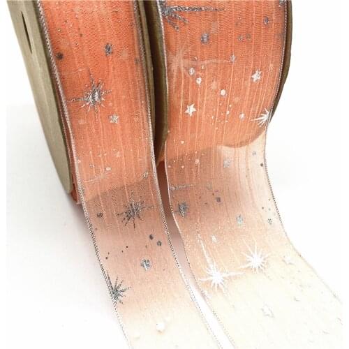 5Yards 25/40mm Starlight Dotted Tulle Glitter Ribbon Organza Mesh Fabric Belt DIY Craft Accessories Hair Clip Bow Accessories#11