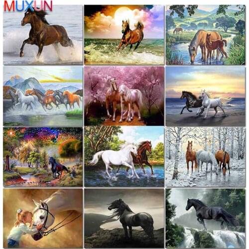 3D Diamond Embroidery Anmial Cross Stitch Full Square 5D Diy Diamond Painting Horse Diamond Mosaic Rhinestones Home Decor Bh113