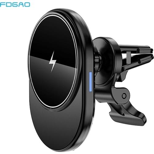 FDGAO 15W Fast Magnetic Wireless Car Charger for Magsafe Case iPhone 12 Mini 12 Pro Max Car Air Vent Clamp Magnet Mount Holder