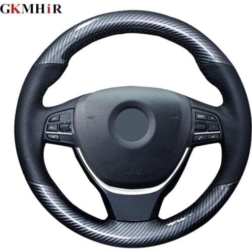 GKMHiR Black Carbon Fiber Leather Car Steering Wheel Cover for BMW F87 M2 F80 M3 F82 M4 M5 F12 F13 M6 F85 X5 M F86 X6 M F33 F30