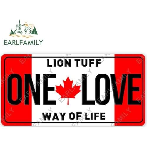 EARLFAMILY 13cm x 6.5cm for One Love Canada License Plate Funny Car Stickers Vinyl Car Wrap Decals Scratch-Proof SUV Decoration
