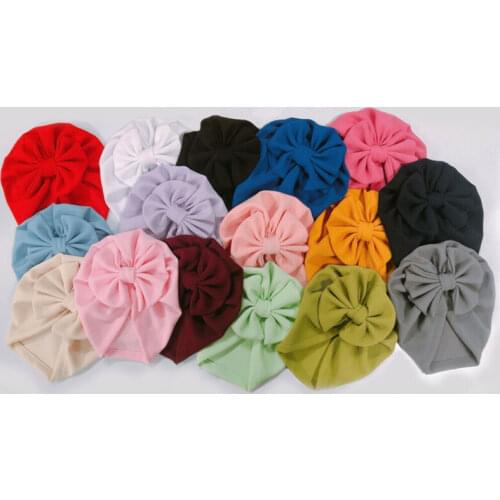 Emmababy Fashion Cute Baby Girls Bow Turban Hat Toddler Kids Head Wrap Hijab Solid Headband Cap 0-18 Months