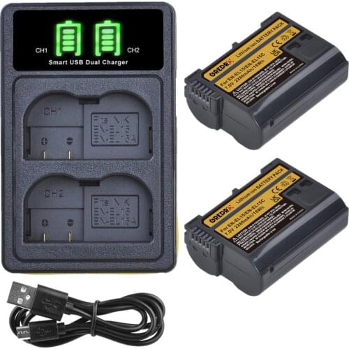 EN-EL15C EN-EL15B EN-EL15 Battery + Charger with Type-C Port for Nikon Z5 D850 Z6 Z7 D780 D750 D810 D7000 D7500 Z6 ii Camera