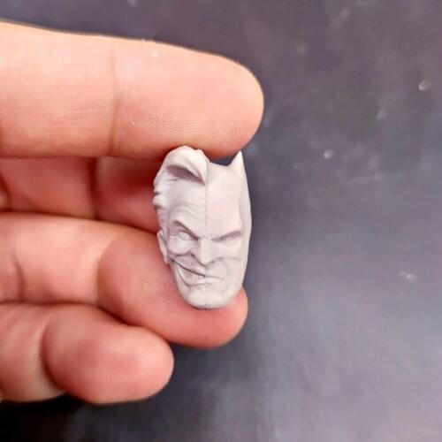 Blank 1/12 Scale Bat People Half Face Joker Head Sculpt Unpainted Fit 6" ML Figure