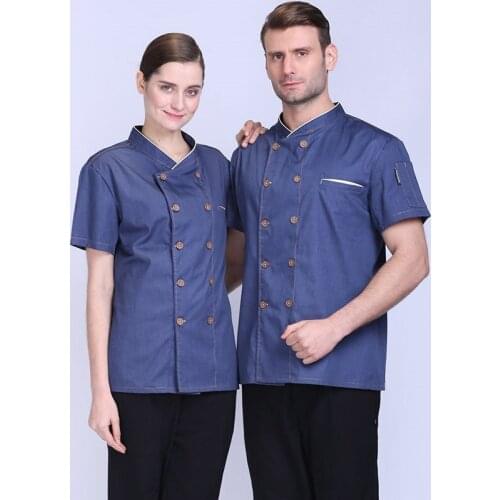 Chefs Uniform Adult Hotel Kitchen Uniform Western Restaurant Cake Kitchen Cook Jacket Suit Short-sleeve Cook Clothes B-6548