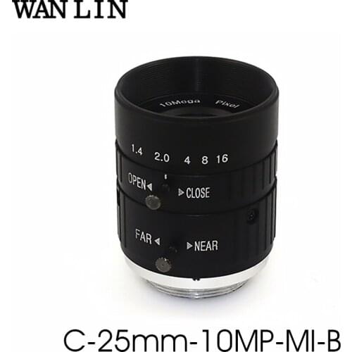 HD 10MP CCTV Lens 25mm 10Megalpixel C Mount Manual Iris Focus F1.4 Aperture 1" Security IP Camera Industrial Lens