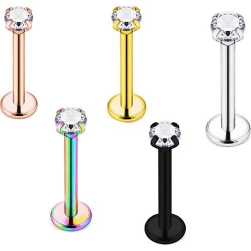 JUNLOWPY 18g 1mm Fashion Labret Rings Lip Studs Surgical Steel Tragus Bars Helix Ear Cartilage Earrings Piercing Body Jewellery