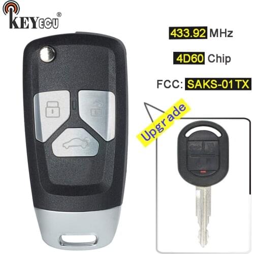 KEYECU 433.92MHz 4D60 Chip FCC ID:SAKS-01TX Upgraded Flip Remote Car Key Fob 3B DW04R Blade for Chevrolet Optra Lacetti