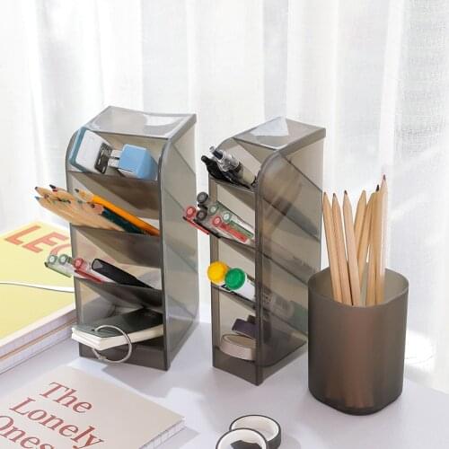 Creative Multifunctional 4 Grid Desktop Organizer Pen Holder Makeup Storage Box School Office Accessories Stationery Organizer