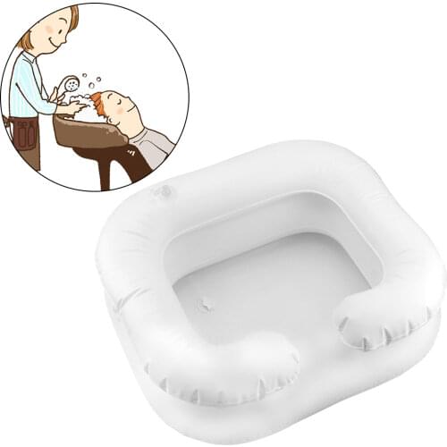 For The Disabled Portable PVC Shampoo Tray With Drain Tube Inflatable Shampoo Basin Tub Hair Washing Basin