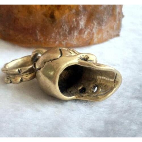 Copper Statue Chinese old antique collection pure brass small skull pendant