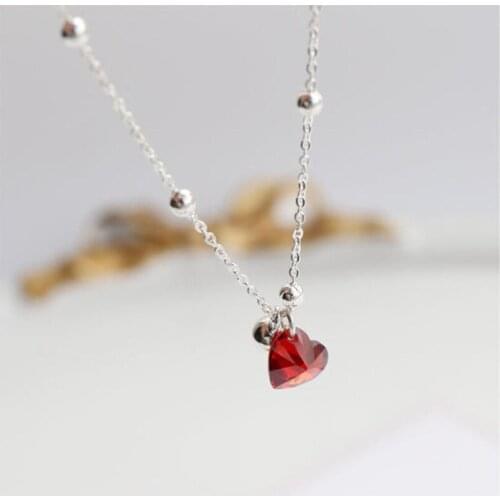 Sweet Jewelry Love Charm Bracelet Simple Silvery Plating High Quality Red Crystal Chain Bracelet For Girl Celebration Gifts