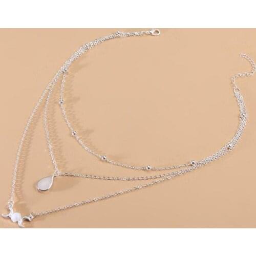 2020 Korean Fashion New Temperament Necklace Bohemian Style Popular Simple Multilayer Drop Shape Crescent Multilayer Necklace