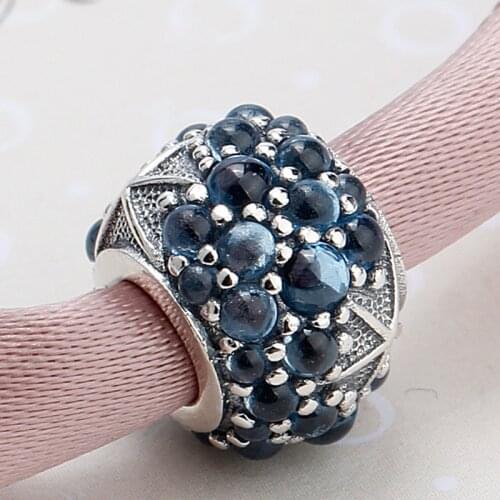 Real 925 Sterling Silver Blue Oceanic Starfish, Frosty Mint CZ Charm Beads fit Charm DIY Bracelet Jewelry Making for Women Gift