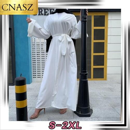 2020 Latest Plain Simple Front Open Solid Color Design Kimono Cardigan Islamic Clothing Muslim Women Dubai Abaya