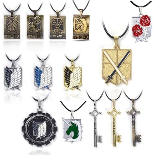Attack On Titan Necklace Wings Of Freedom Eren Scout Legion Military Police Trainee Squad Pendant Maria Wall Logo Anime Jewelry